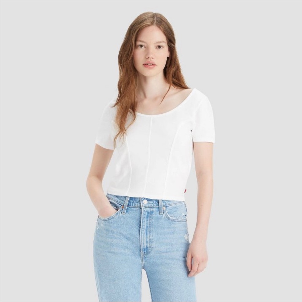 NWT Levi’s Women’s Short Sleeve Corset T-Shirt White Small